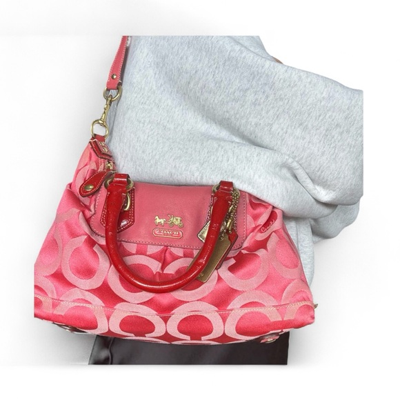 Coach Vintage y2k Madison Signature 2Way Satchel Bag Pink Boston Shoulder Bag - Picture 1 of 16